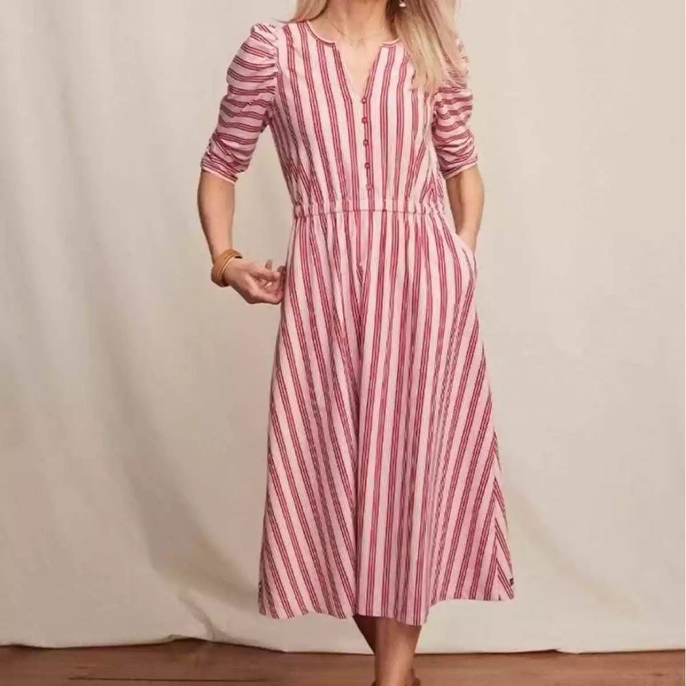 Matilda Jane Pink and White Striped Midi Dress